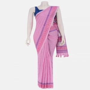 Pink Printed Cotton Saree